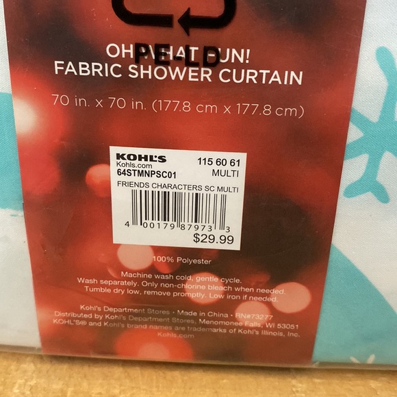 Oh What Fun! Fabric Winter Themed Shower Curtain NWT - Picture 3 of 4